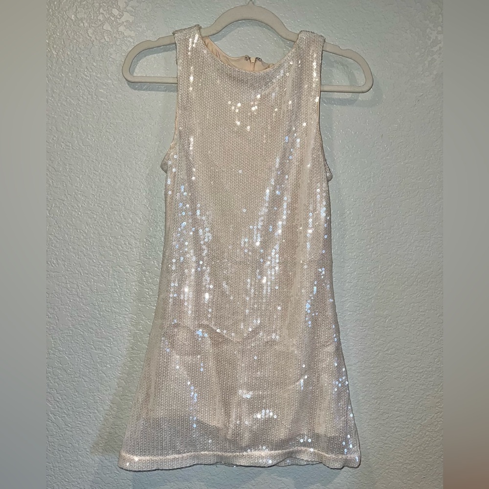Princess Polly Cream Sequin Top